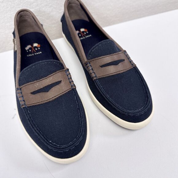 Cole Haan Loafers Womens Size 7 B Navy Blue Brown Nantucket Penny W07033 - Picture 4 of 7